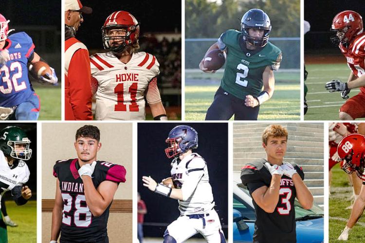 Pictured, clockwise from top right: Creyo Koop, Duncan Bell, Eli Hurley, Easton Nickelson, Samuel Watkins, Ryan Sramek, Jack Skocny, Khris Hermosillo and JT Prusa. (Photos by Mary Lynne Miller, Madi Meier, Kim Ingham, Madi Meier, Madi Meier, Heather Kindall, Backroads News, Heather Kindall, Joey Bahr)