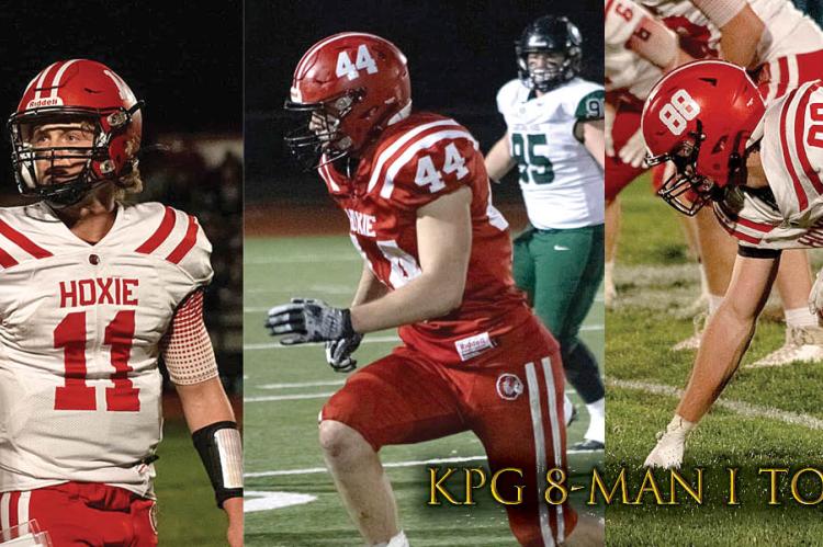 KPG 8-Man I Top 8 (L-R) Hoxie's Duncan Bell, Easton Nickelson and Samuel Watkins. (Photos: Madi Meier)
