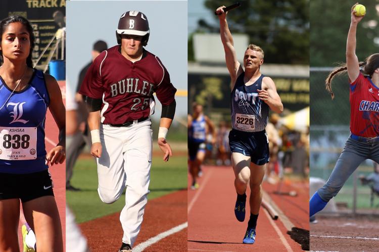 From left-to-right: Lincoln's Aubry Donley, Buhler's Colton Goans, Scott City's Wyatt Hayes, Wabaunsee's Autymn Schreiner (Donley photo by Terri Thrun, others by Everett Royer, KSportsImages.com)