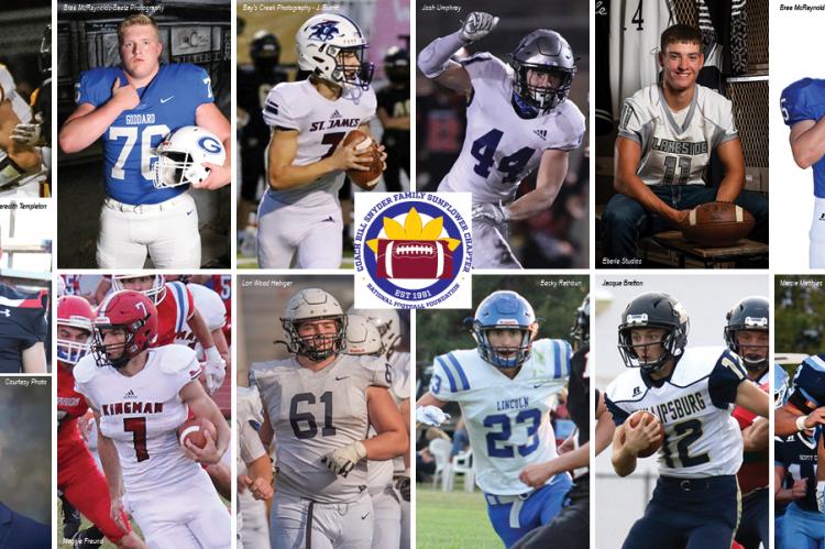 Clockwise from top left: Dillon Boldt, Rhett Brown, Dakota Burritt, Samuel Butler, Wyatt Eberle, Doug Grider, Sawyer Stevens, Ty Sides, Landon O'Hare, Ethan Kremer, Seth Krehbiel, Gianni Piccini and Camden Kirmer.