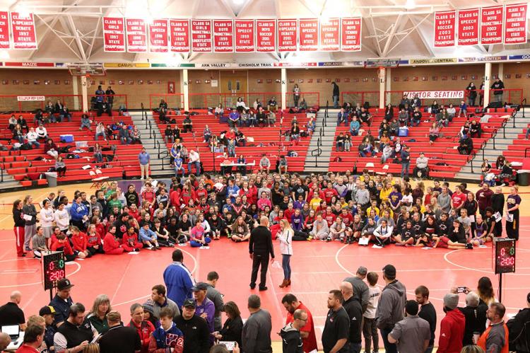 More than 200 girls wrestled at Saturday's third annual unofficial girls state wrestling championships in McPherson. (Photo by Everett Royer, KSportsImages.com)