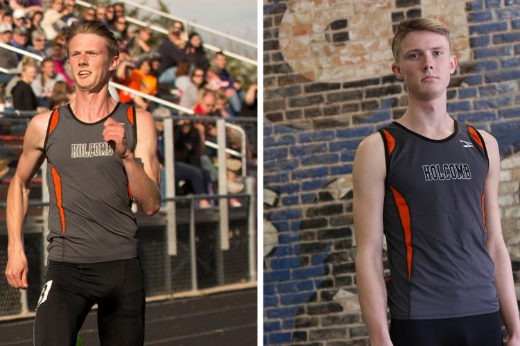 Isaiah Armstrong has one state championship under his belt and will be looking for more gold at the state meet later this month. Left photo by Carrie Towns Photography, right photo by Everett Royer, KSportsImages.com