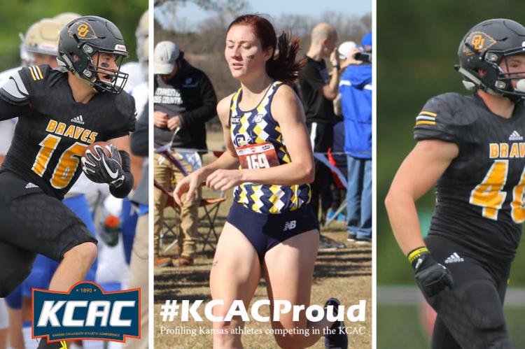 From left-to-right: Ottawa's Dylan Foos, Saint Mary's Brittany White-Dold and Ottawa's Colby Johnson. (Photos courtesy Ottawa University Athletics and University of Saint Mary Athletics)