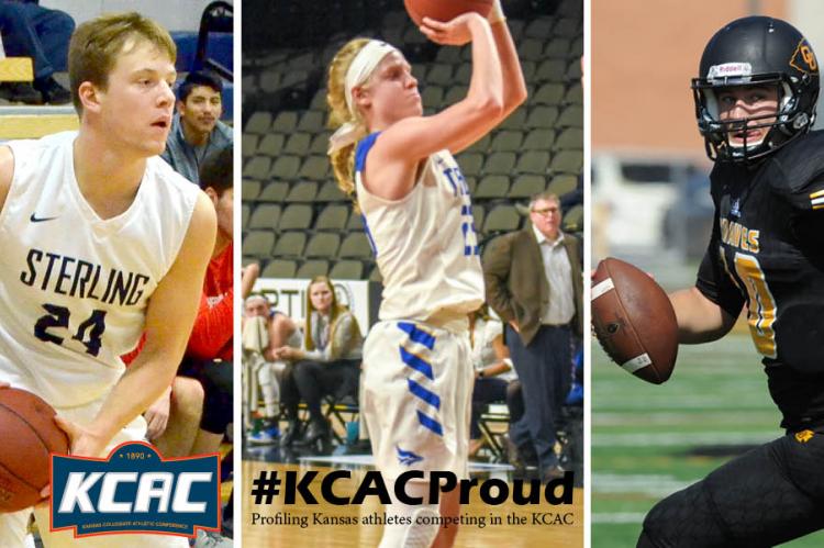 Pictured left-to-right: Trey Dubbert, Morgan Ediger and Dayton Walter. (Photos courtesy Sterling College Athletics, Tabor College Athletics and Ottawa University Athletics)