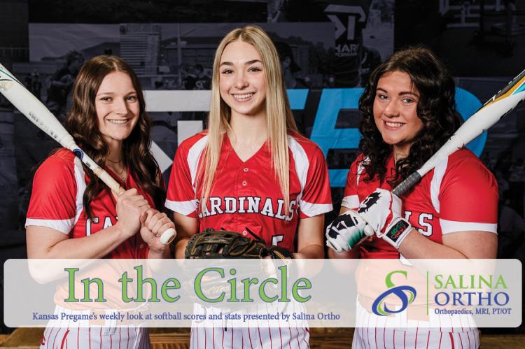 Seniors (L-R) Mollie Steiner, Jordyn Boxberger, and Kashlin Beck lead the way for Hoisington/Central Plains softball. (Photo: Heather Kindall Photography)