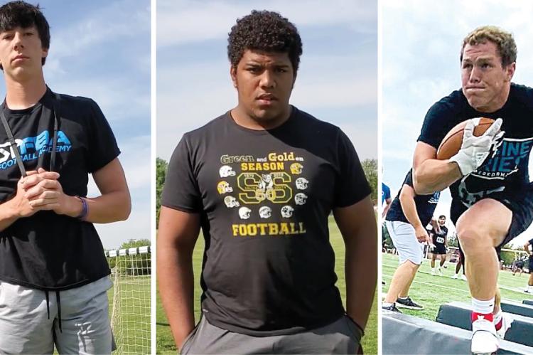 (L-R): Salina Central quarterback Parker Kavanagh, Salina South defensive lineman Kayson Dietz and Concordia running back/linebacker Keyan Miller are just a few of the Sharp Performance Football Academy athletes who have enjoyed standout performances on the gridiron this season.