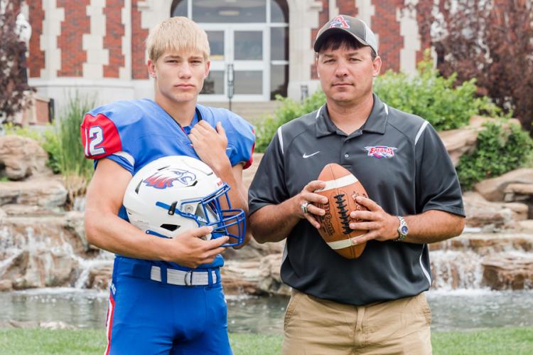 Isaac and Eric Detweiler pose at Kansas Wesleyan University during our Family Over Everything feature shot last summer (Photo: Heather Kindall Photography)