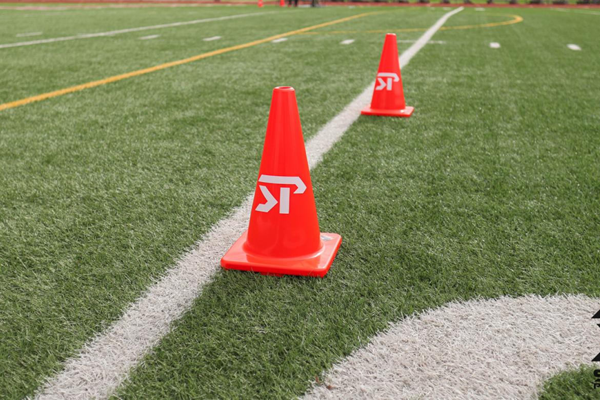 The 2021 Free Sharp Performance Combine was held at USD #305 District Stadium in Salina, Saturday, April 17th, with dozens of Kansas athletes tested in a professional combine format. (Photo by Rayne Schmidtberger)