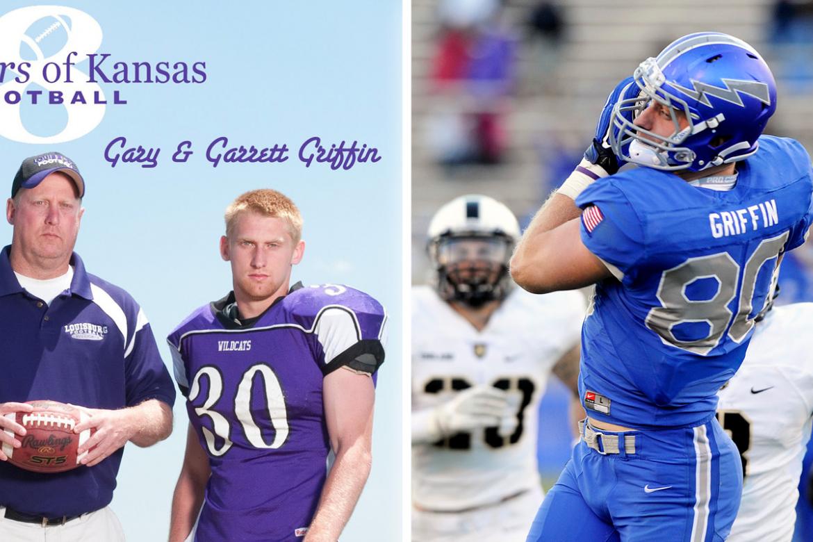 Gary and Garrett Griffin were part of our 2011 cover shoot and "8 Wonders of Kansas Football" feature. Garrett, who played football at the Air Force Academy, scored his first NFL touchdown in the NFC Championship. (Photo of Griffin from the Air Force Academy courtesy United States Air Force Academy Athletics)