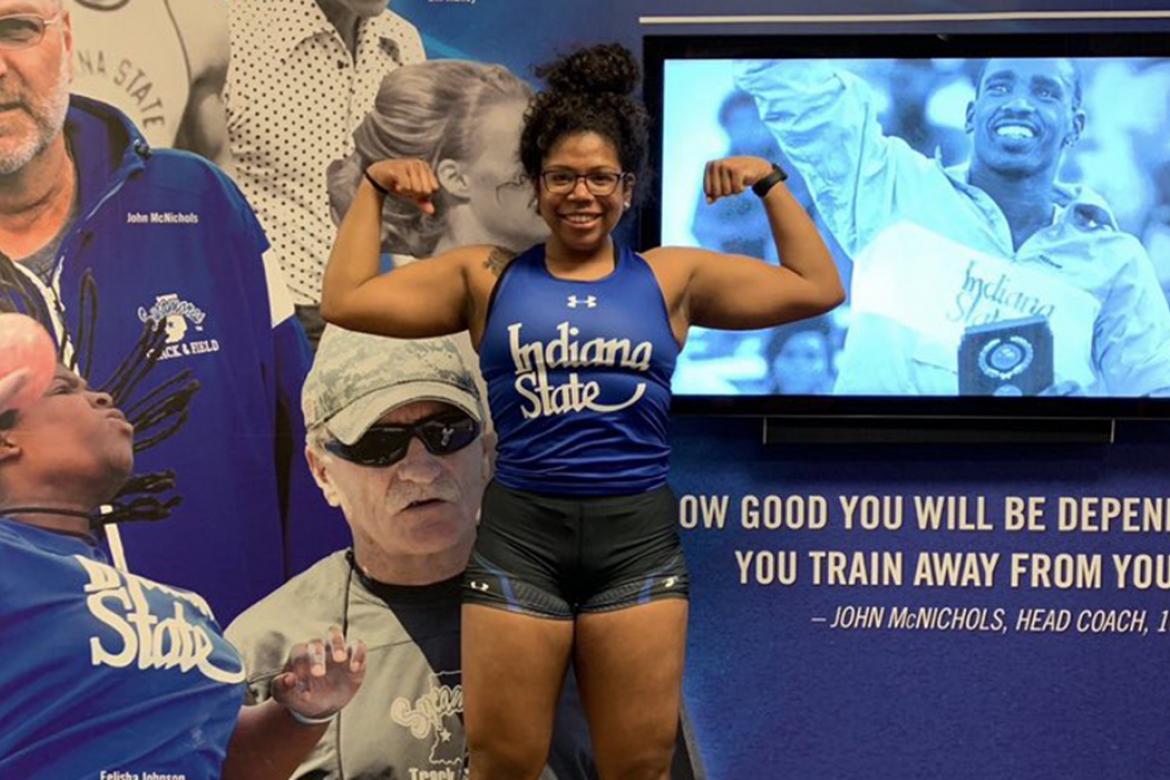 Hutch Salthawk Jayla Bynum hopes to win a second state title in the shot put and end her high school track career on a high note before heading to Indiana State. (Courtesy Photo)