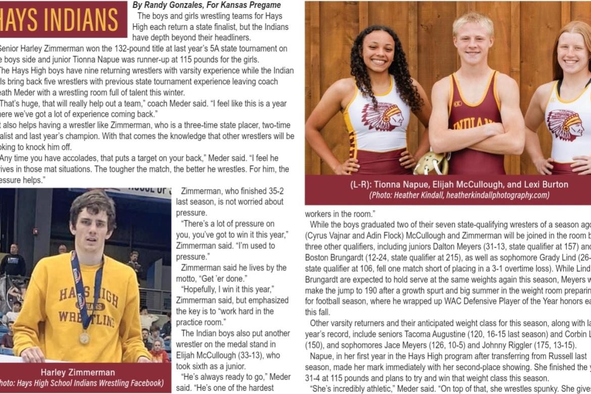 Hays High entered the season with high expectations - as outlined in our feature in the Winter Edition - and they enter the postseason in search of hardware. (To read the entire feature click on eEdition at kansaspregame.com)