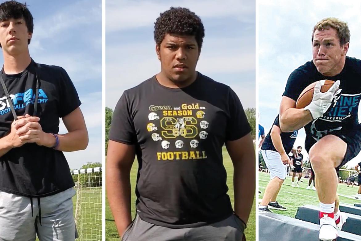 (L-R): Salina Central quarterback Parker Kavanagh, Salina South defensive lineman Kayson Dietz and Concordia running back/linebacker Keyan Miller are just a few of the Sharp Performance Football Academy athletes who have enjoyed standout performances on the gridiron this season.