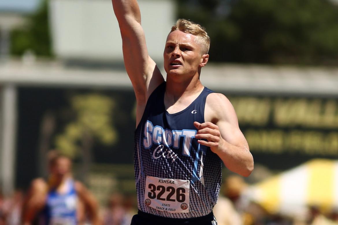 Wyatt Hayes, pictured here at last year's state meet, held off Jacob Eckert to win the 800 at Tuesday's Scott City Relays. (Photo by Everett Royer, KSportsImages.com)