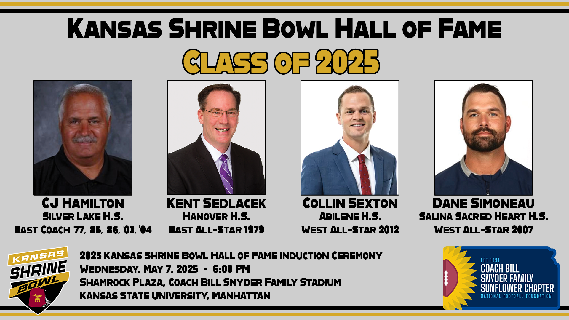 Kansas Shrine Bowl Hall of Fame Class of 2025 announced Kansas Pregame