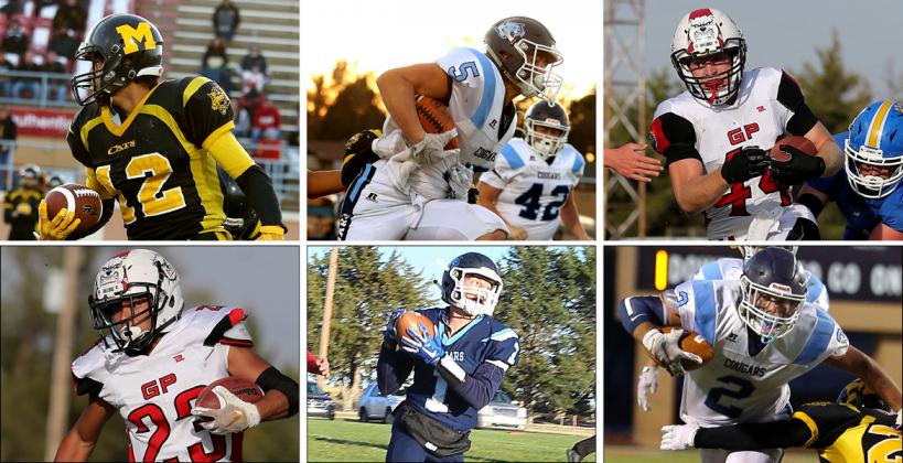 The Kansas 6-Man All-Star football game is Saturday in Newton. Among those players participating are, clockwise from top left: Adan Granillo, Colton McCarty, Wade Rush, Drew Schields, Tyler Sabatka and Rojelio Loya. (All photos by Everett Royer, KSportsImages.com, except the Sabatka photo, taken by Darci Schields)