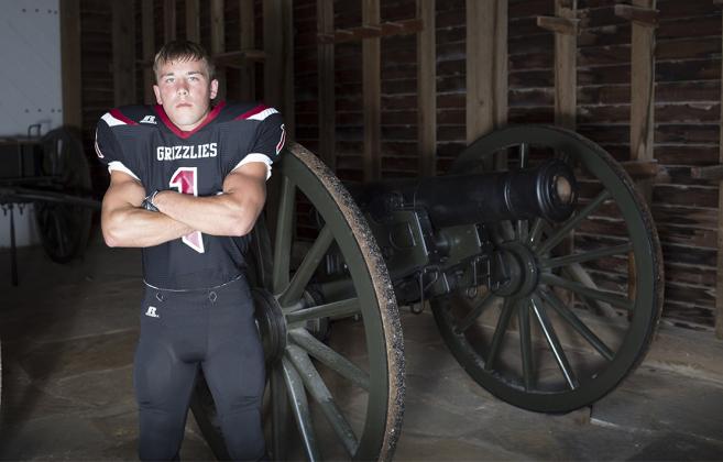 Rock Hills running back Zane Colson, a Kansas Pregame coverboy and also a standout wrestler, will play football and wrestle at Kansas Wesleyan University. (Photo by Derek Livingston)