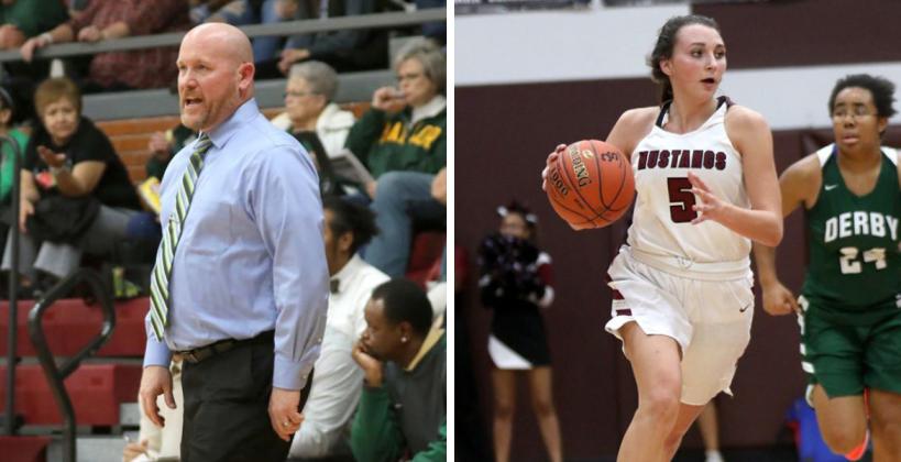 Left: Salina South boys' coach Jason Hooper returns several key pieces from last year's squad. (Photo by Huey Counts); Right: Salina Central's Kadyn Cobb will be looked to for leadership for the Mustangs. (Photo by Huey Counts)