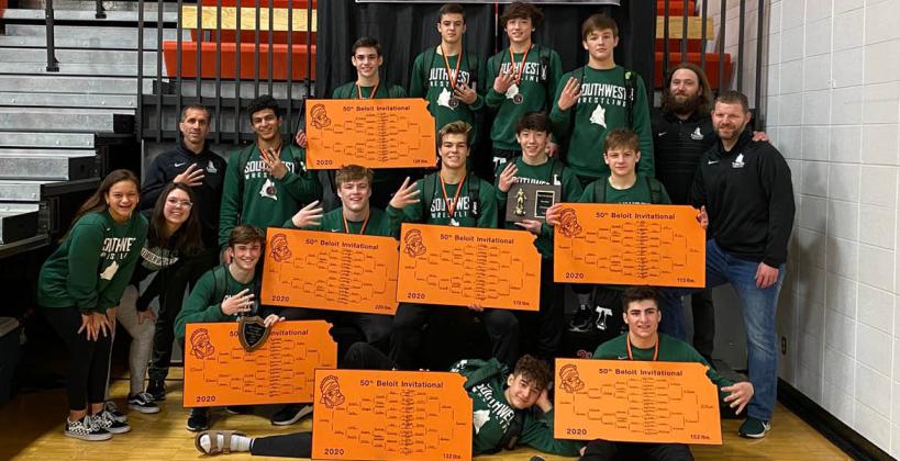Blue Valley Southwest won the team title at this weekend's 50th annual Beloit Invitational. (Photo courtesy BVSW Wrestling)