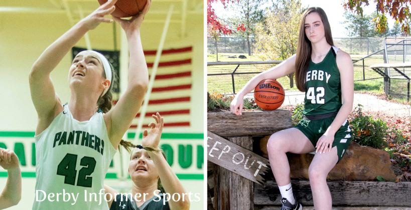 Derby's Kennedy Brown has been selected to play in the McDonald's All-American Game. (Left photo courtesy Derby Informer Sports, @Derby_Sports; Right photo by Bree McReynolds-Baetz)
