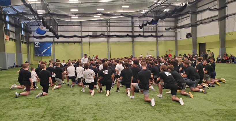 Sharp Performance hosted their annual free combine at the Salina Fieldhouse on Saturday. (Photo by John Baetz)