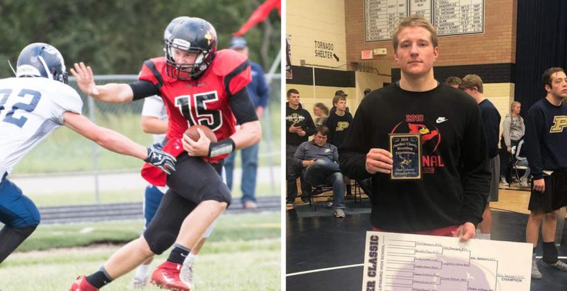 Ell-Saline QB Nick Davenport, a subject of our "Spreading the Field" feature in 2017 and our Sharp Performance Combine and Top Prospect coverage in 2018, as well as a Winter coverboy, committed to play at Butler Community College. (Left photo by Lane Mills Photography, right photo courtesy Nikki Davenport)
