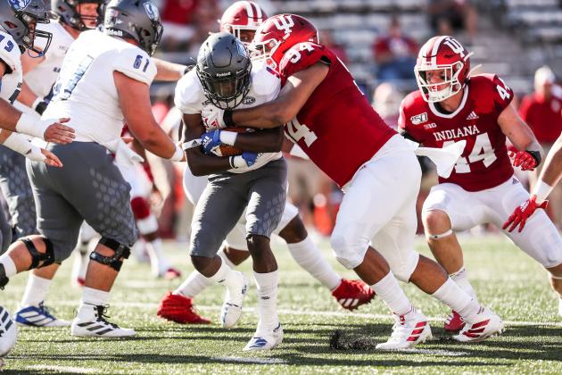 Former Garden City High School star Demarcus Elliott (#94) is getting significant playing time at Indiana in his first season with the Hoosiers. (Photo courtesy Indiana Athletics) 