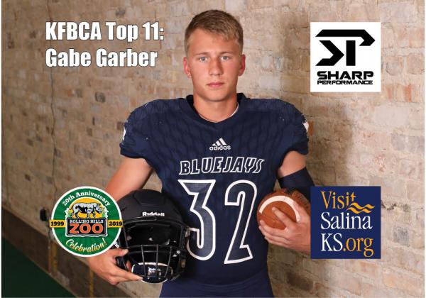 Sabetha quarterback/linebacker Gabe Garber, brought to you by Rolling Hills Zoo, Sharp Performance and Visit Salina. (Photo by Bree McReynolds-Baetz)