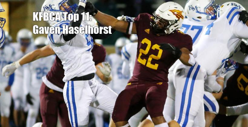 KFBCA Top 11: Hays High defensive end Gaven Haselhorst, #22 (Photo: Everett Royer, KSportsImages.com)
