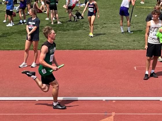 Jefferson County North's Isaac Kane runs a leg of a Charger relay. (Photo: Submitted)