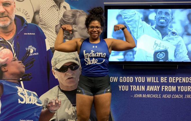 Hutch Salthawk Jayla Bynum hopes to win a second state title in the shot put and end her high school track career on a high note before heading to Indiana State. (Courtesy Photo)