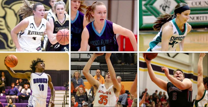 Top row, left-to-right: Maize South's Katie Wagner, Nemaha Central's Alliegh Kramer and Jeff Co. North's Josie Weishaar. (Photos by Tom Wagner, Nemaha Central Yearbook and Theresa Jobbins); Bottom row, left-to-right: J.C. Harmon's Lonell Lane, Augusta's Zach Davidson and Plainville's Jared Casey. (Photos by Brian Turrel/Wyandotte Daily News, Chase Hughes/Augusta Yearbook, Everett Royer, KSportsImages.com)
