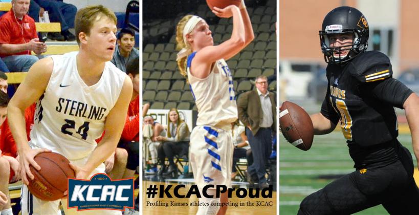 Pictured left-to-right: Trey Dubbert, Morgan Ediger and Dayton Walter. (Photos courtesy Sterling College Athletics, Tabor College Athletics and Ottawa University Athletics)