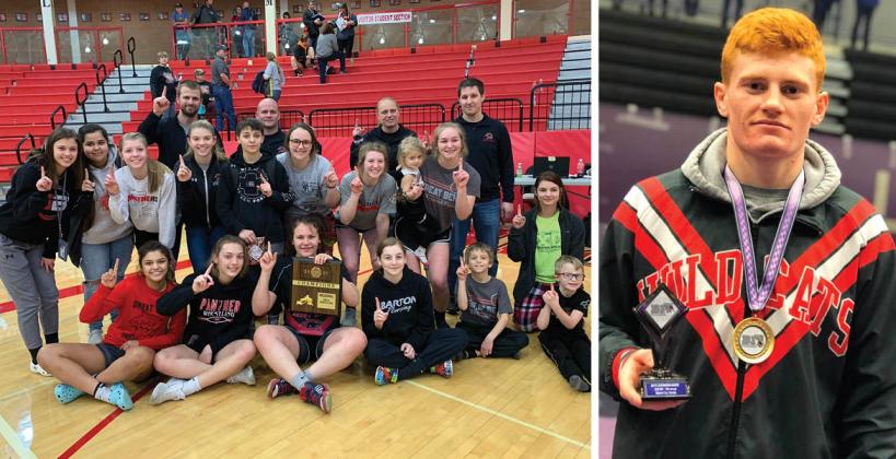 Great Bend won the first West Regional Girls Championship last weekend while Burlington's Cael Johnson won his fourth straight league title. (Photos courtesy Great Bend Panther Wrestling and Burlington Wrestling)