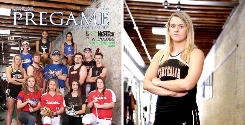 Spring covergirl Madison Lueger threw the javelin a personal best 149 feet, 8 inches at Friday's meet in Frankfort. (Photos by Everett Royer, KSportsImages.com)