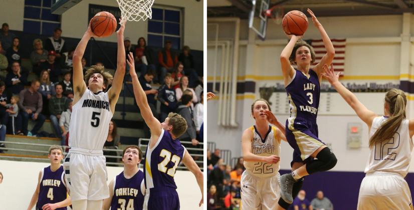 TMP's Carson Jacobs (left) and Oakley's Jordyn Lowrie are just two of the many outstanding players that will roam the basketball courts of the Mid-Continent League this season. (Photos by Everett Royer, KSportsImages.com)