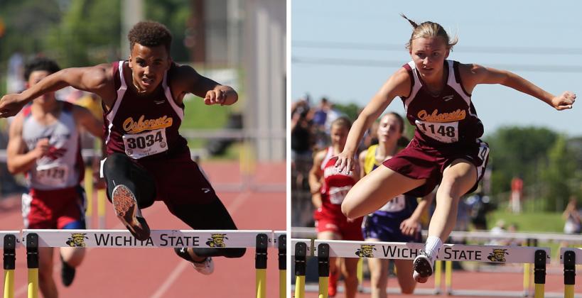 Darrien Holloway and Afftin Conway from Osborne are two of the state's top hurdlers. (Photos by Everett Royer, KSportsImages.com)