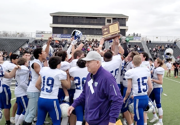 St. Marys hoisted the 1A State Championship trophy after a thrilling 44-41 win over Inman last November. (Photo: KSNT 27 News)