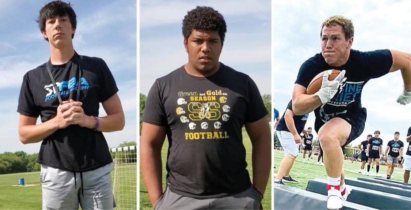 (L-R): Salina Central quarterback Parker Kavanagh, Salina South defensive lineman Kayson Dietz and Concordia running back/linebacker Keyan Miller are just a few of the Sharp Performance Football Academy athletes who have enjoyed standout performances on the gridiron this season.