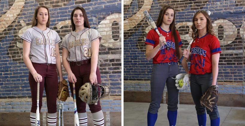 From left-to-right: Silver Lake juniors Lexi Cobb and Daryn Lamprecht and Wabaunsee juniors Autymn Schreiner and Alexis Hafenstine were each chosen for All-State recognition by a committee of Kansas high school softball coaches (Photos by Everett Royer, KSportsImages.com)