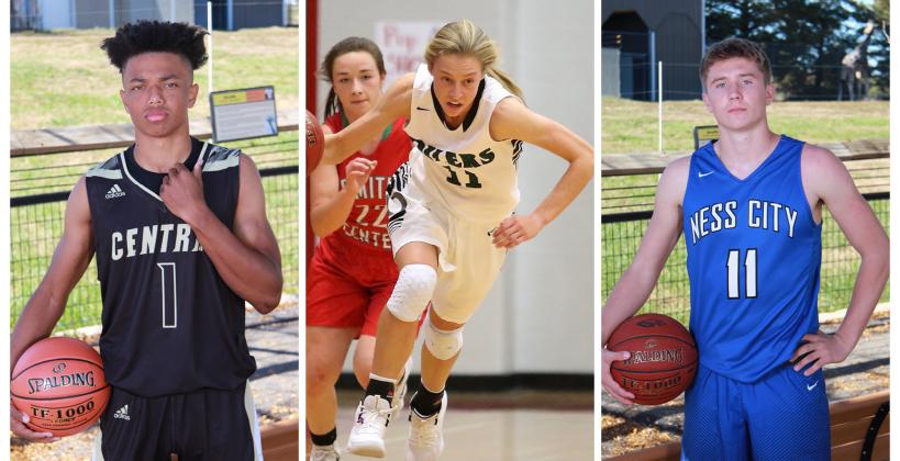 Cover athletes Xavier Bell (Andover Central junior), Emily Ryan (Central Plains junior), and John Pfannenstiel (Ness City senior) helped their teams to State Titles. (File Photos)