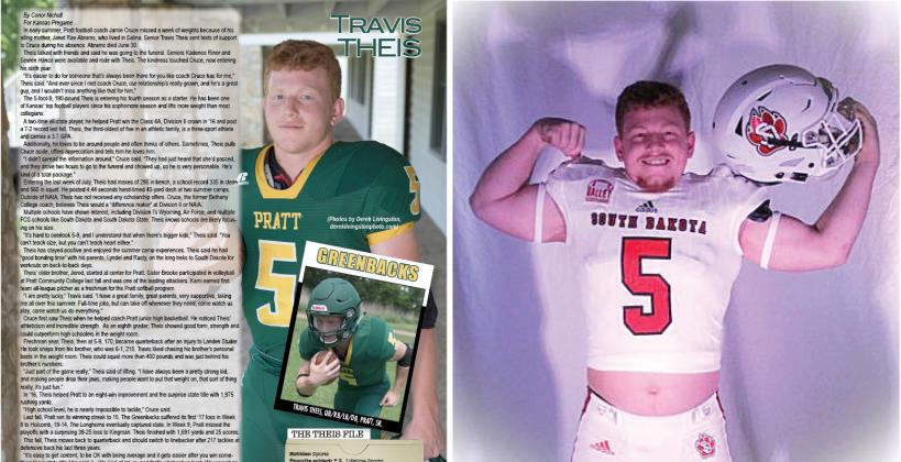 Pratt running back Travis Theis plans to play football at the University of South Dakota this fall. (Theis photo in South Dakota uniform provided courtesy of Theis from his Twitter account)