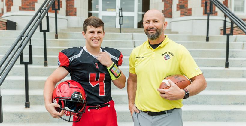 Kansas Pregame Top 8 selection Mitch Budke poses with his father during this year's "F.O.E." photo shoot. (Photo: Heather Kindall Photography)