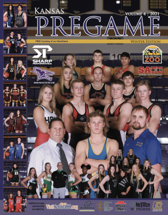 The cover of the 2021 Winter Edition features basketball players and wrestlers from across Kansas. (Photos by RJ Forbus and Connor Waltz)