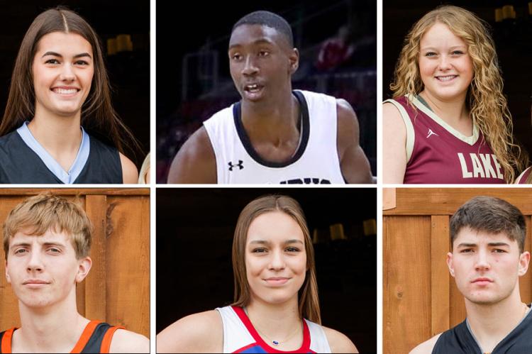 Clockwise from top left: Riverside's Taylor Weishaar, Campus' Andrell Burton Jr., Silver Lake's Makenzie McDaniel and McKinley Kruger, Bennington's Eli Lawson, Andover's Alana Shetlar and Beloit's Bryce Beisner are among this year's KBCA All-Star selections. (File Photos)
