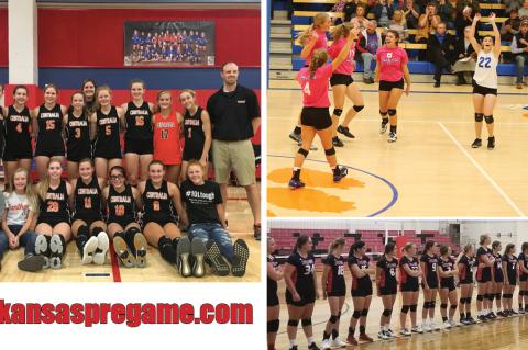 Centralia, pictured above, after Saturday’s runner-up finish at the Amy Schutter Memorial Tournament in Wabaunsee, will look to win a fourth straight 1A state championship. Otis-Bison, top right, enters the season ranked, but suffered a loss in the championship of Friday's Healy Invite. Little River, pictured bottom right prior to their scrimmage, enters the season ranked fourth. (Centrailia photo: Nick Evans; Little River photo: Brent Garrison; Otis-Bison photo: Everett Royer)