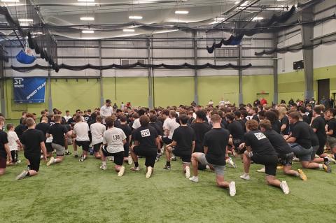 Sharp Performance hosted their annual free combine at the Salina Fieldhouse on Saturday. (Photo by John Baetz)