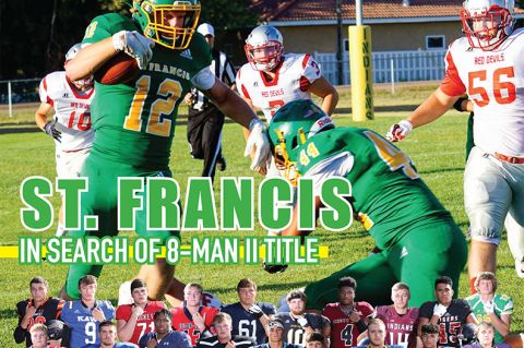 St. Francis appears to be a team on a mission to win the 8-Man II title game this year after falling to Canton-Galva in the 8-Man I game last fall. (Photo by Shawna Blanka) St. Francis appears to be a team on a mission to win the 8-Man II title game this year after falling to Canton-Galva in the 8-Man I game last fall. (Photo by Shawna Blanka)