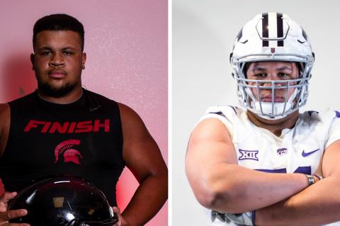 Emporia lineman Myles Livingston, who was part of our "Weighting Game" feature, will accept a Preferred Walk-On offer from K-State. (Left photo by Joey Bahr, right photo courtesy Myles Livingston) Emporia lineman Myles Livingston, who was part of our "Weighting Game" feature, will accept a Preferred Walk-On offer from K-State. (Left photo by Joey Bahr, right photo courtesy Myles Livingston)