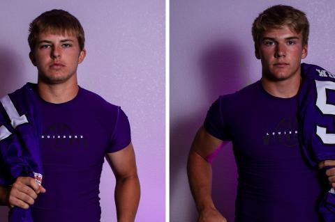Louisburg's Austin Moore (left) and Kiefer Tucker were part of last year's "Weighting Game" feature focused on top football players who are also standouts in the weight room. Moore has accepted a Preferred Walk-On offer to K-State while Tucker has accepted a Preferred Walk-On offer to Emporia State. (Photos by Joey Bahr) Louisburg's Austin Moore (left) and Kiefer Tucker were part of last year's "Weighting Game" feature focused on top football players who are also standouts in the weight room. Moore has accepted a Preferred Walk-On offer to K-State while Tucker has accepted a Preferred Walk-On offer to Emporia State. (Photos by Joey Bahr)