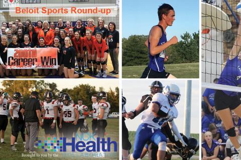 Clockwise from top left: BHS volleyball (Photo: Jeff Travis); SJBT's Caleb Eilert (Photo: The Beloit Call); SJBT's Bren Peters (Photo: Jeri Dubbert); SJBT's Brayden Perez (Photo: The Beloit Call); BHS football (Photo: Carrie Towns Photography)